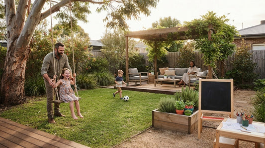 Family friendly backyard ideas for play, creativity and downtime
