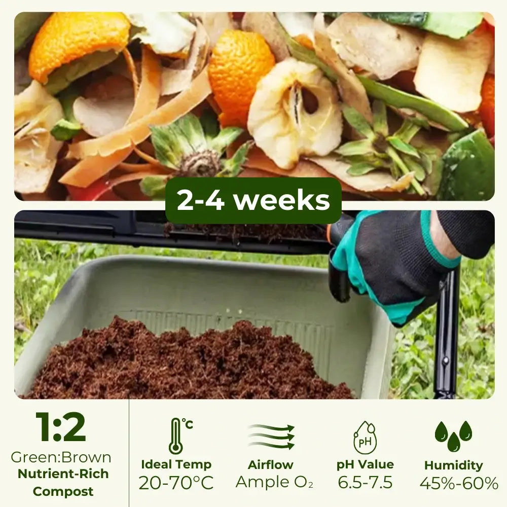 Bakyard Dual Chamber Compost Tumbler & Bin | 163L Rotating Compost Bin for Faster Garden Composting | Sliding Doors & Solid Steel Frame