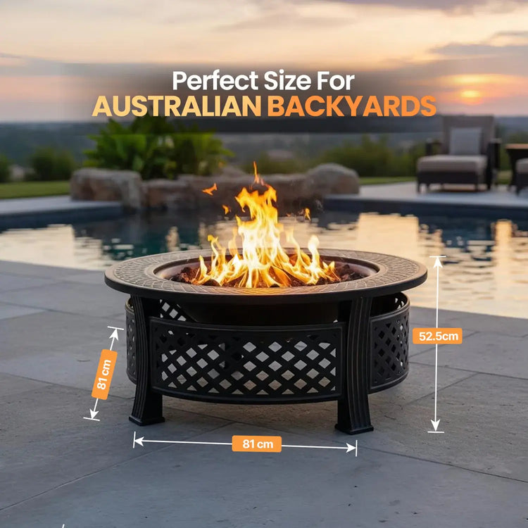 Bakyard Ember Ring fire pit detail, 52.5cm high