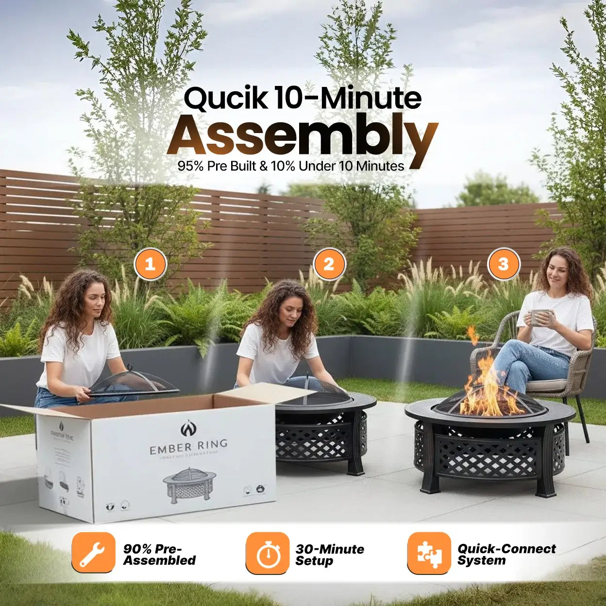 Bakyard Ember Ring - 2 in 1 Fire Pit & BBQ