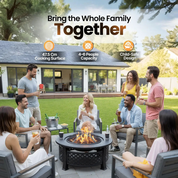 Bakyard Ember Ring fire pit on built-in wheels