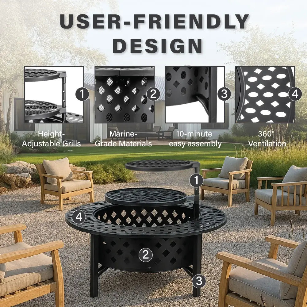 Bakyard Omnipit - 2 in 1 Fire Pit & BBQ
