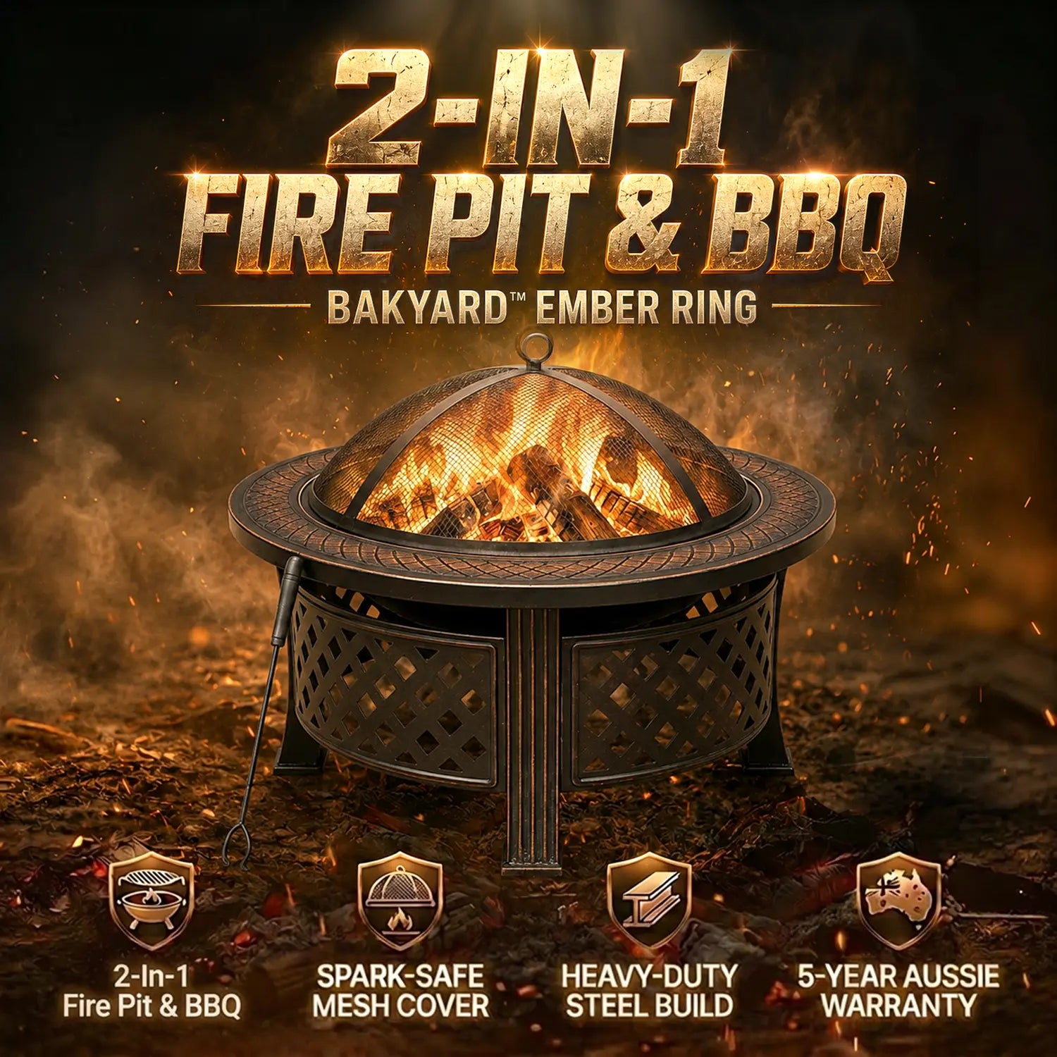 Bakyard Ember Ring 2-in-1 fire pit and BBQ, 81cm