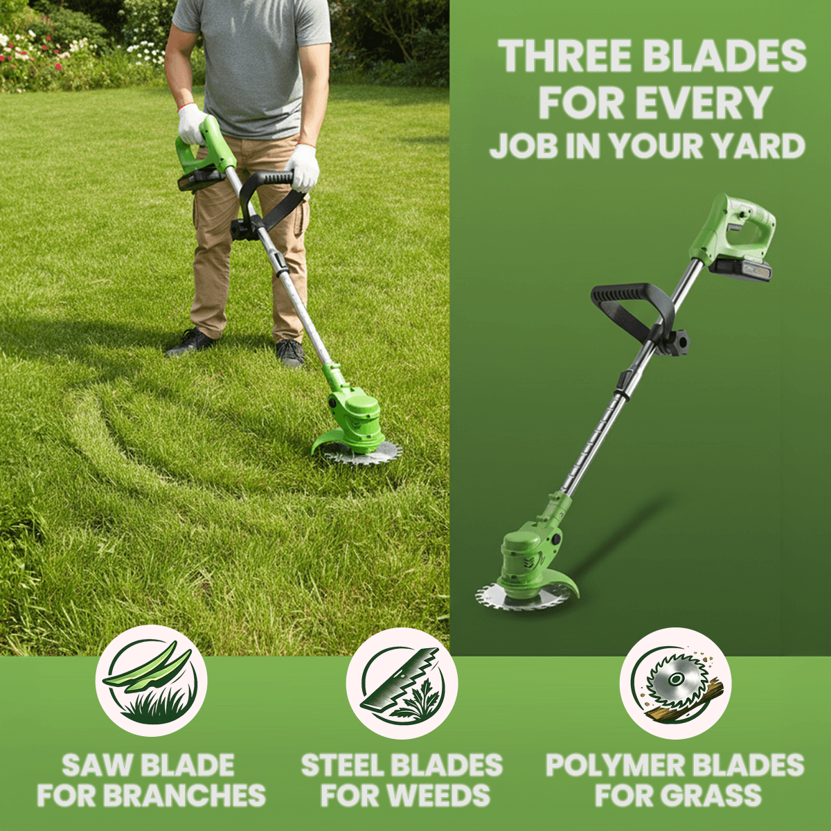 Yardmate™ 3 in 1 Cordless Grass Trimmer