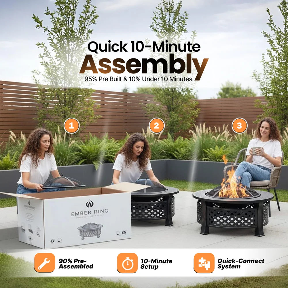 Bakyard Ember Ring - 2 in 1 Fire Pit & BBQ