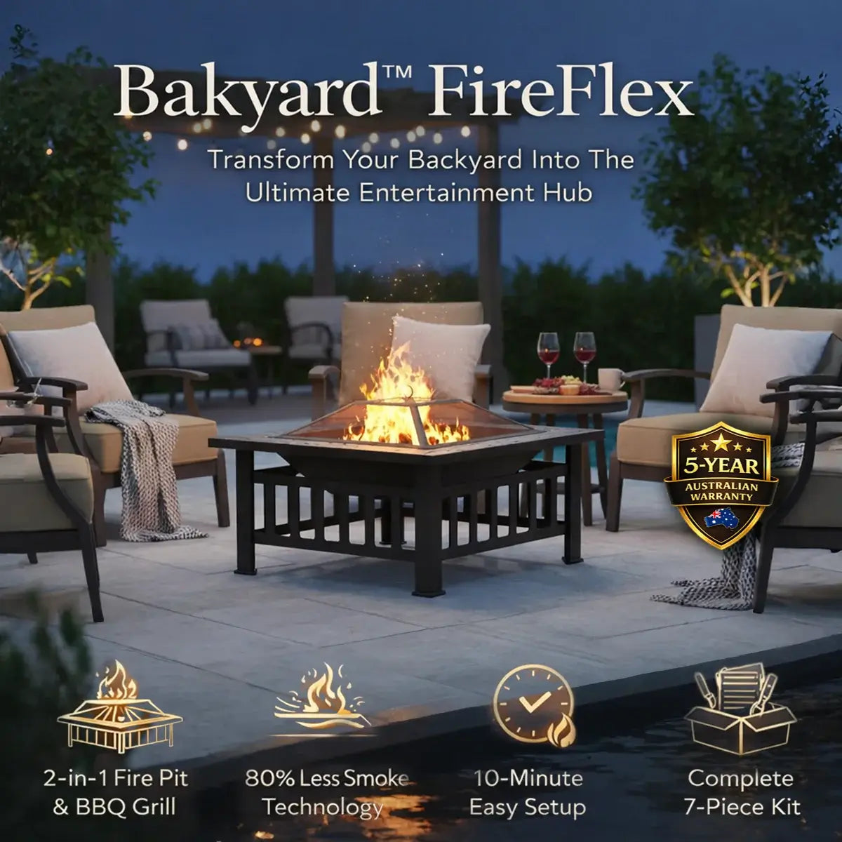 Bakyard FireFlex - 2 in 1 Fire Pit & BBQ