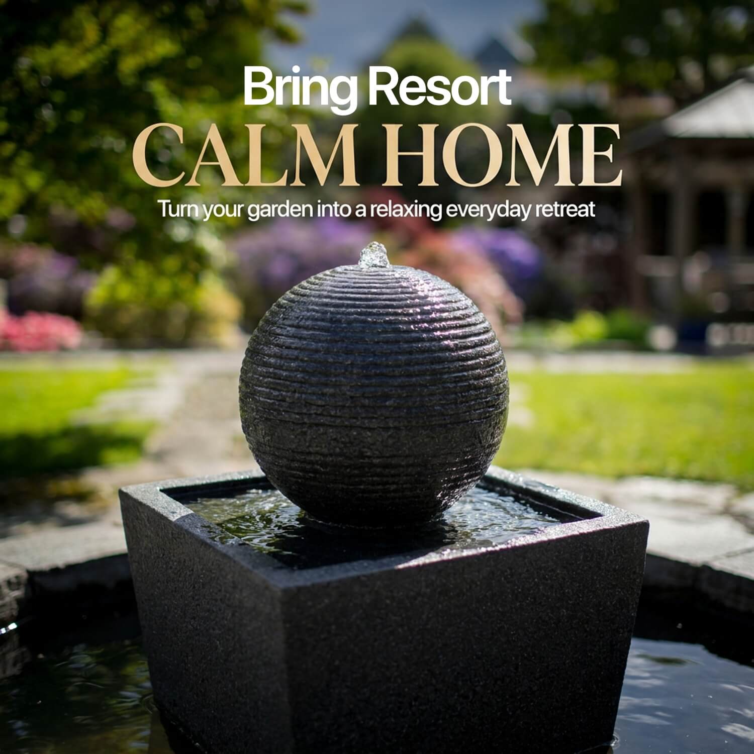 Zen Sphere water feature with LED top light