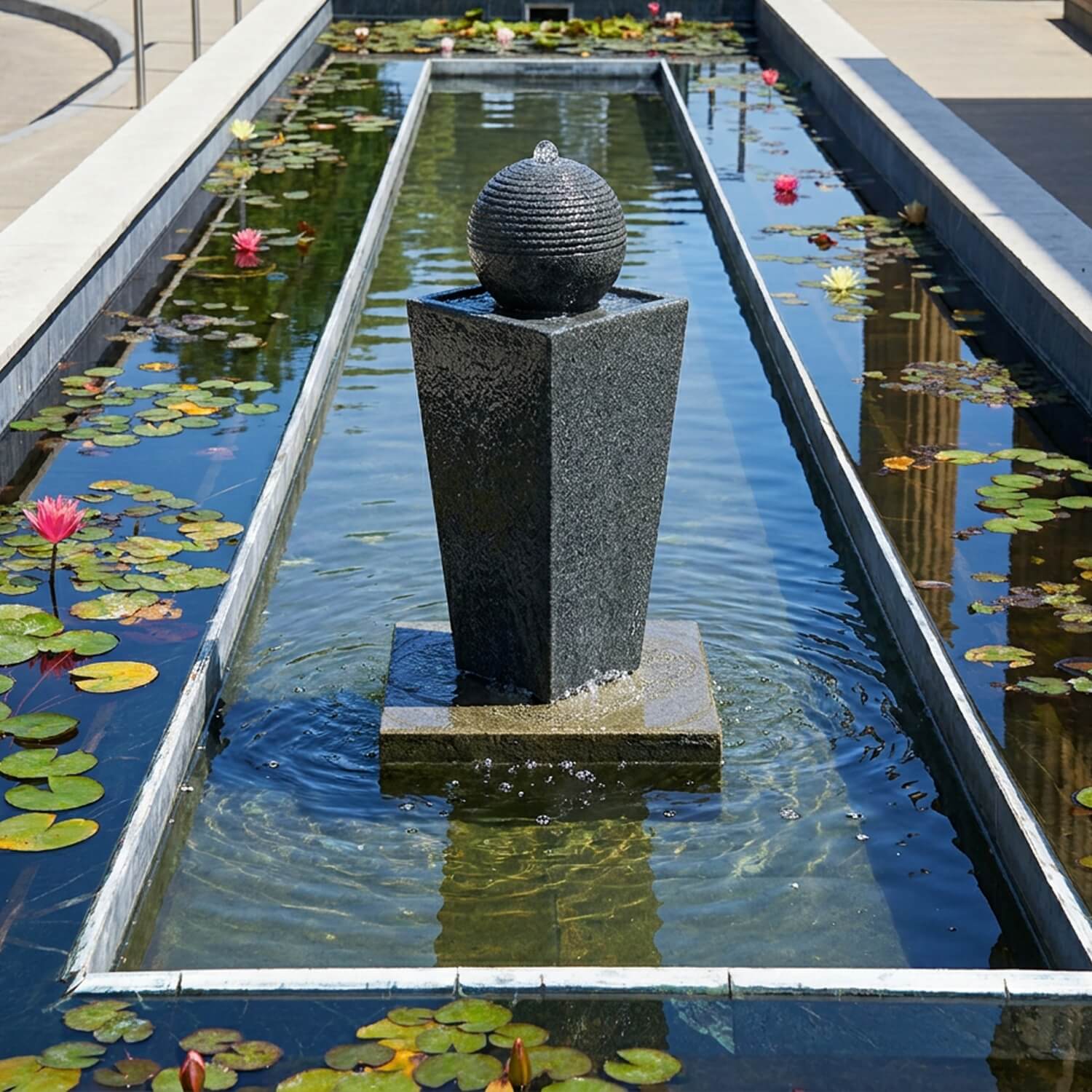 Zen Sphere modern sphere water feature in grey