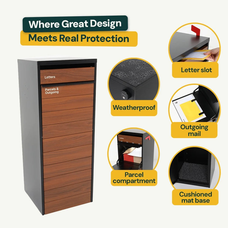 Cali parcel letterbox with locked rear access door