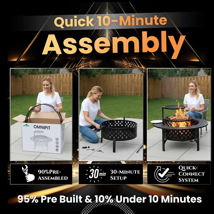 Bakyard Omnipit fire pit and BBQ, full view
