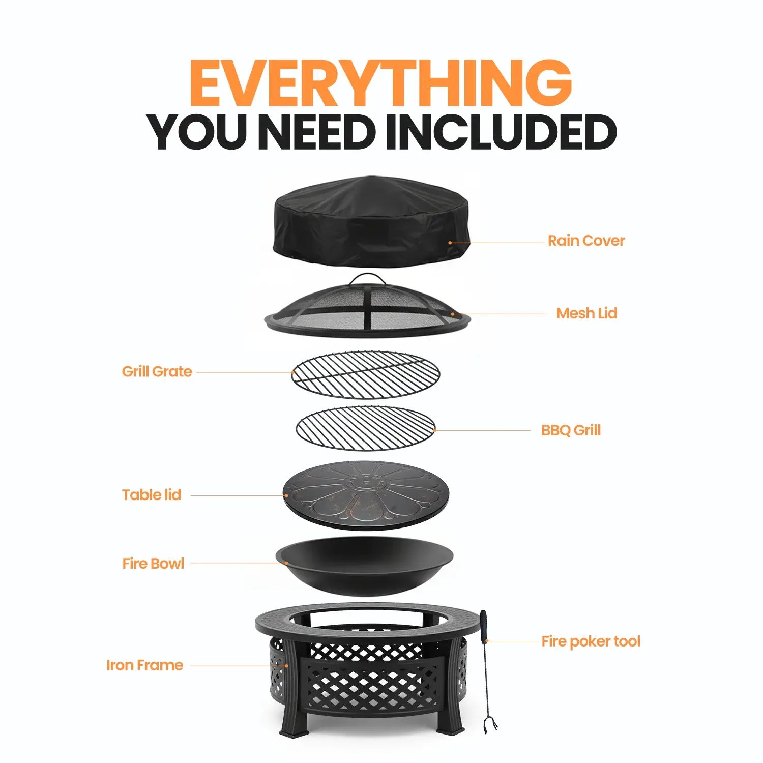 Bakyard Ember Ring - 2 in 1 Fire Pit & BBQ