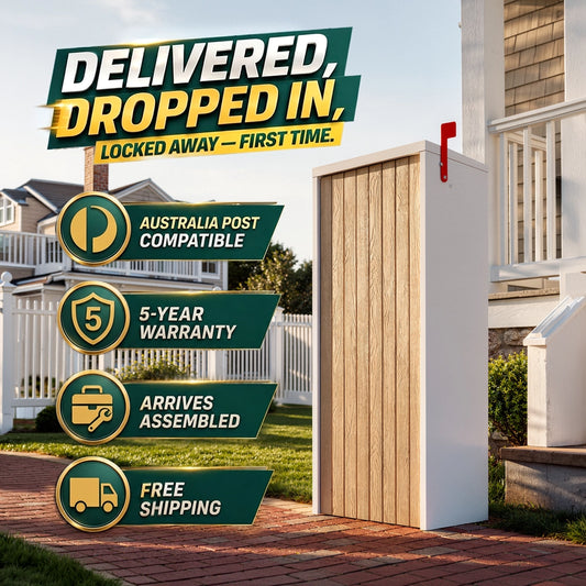 Aspen parcel letterbox at a front door