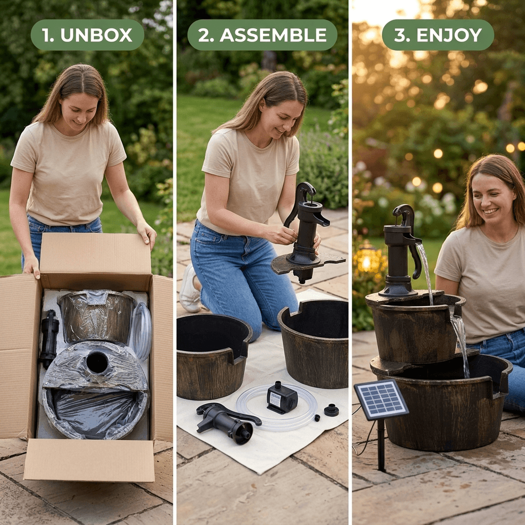 Bakyard Cascara Solar-Powered Water Fountain