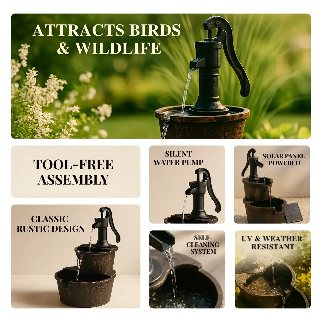 Bakyard Cascara Solar-Powered Water Fountain