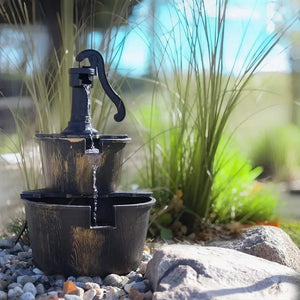 Bakyard Cascara solar-powered water feature in bronze finish