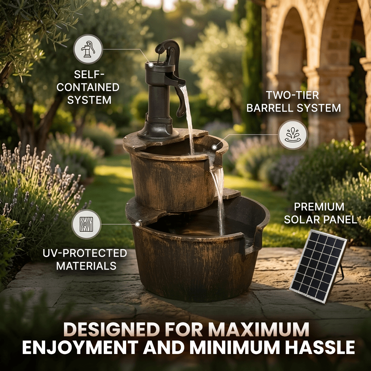 Bakyard Cascara Solar-Powered Water Fountain