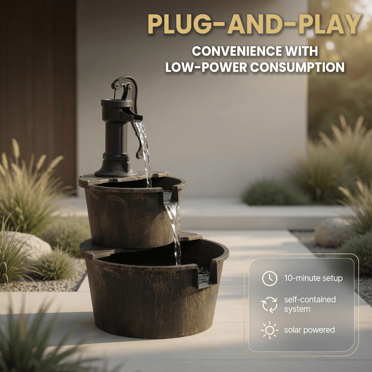 Bakyard Cascara Solar-Powered Water Fountain