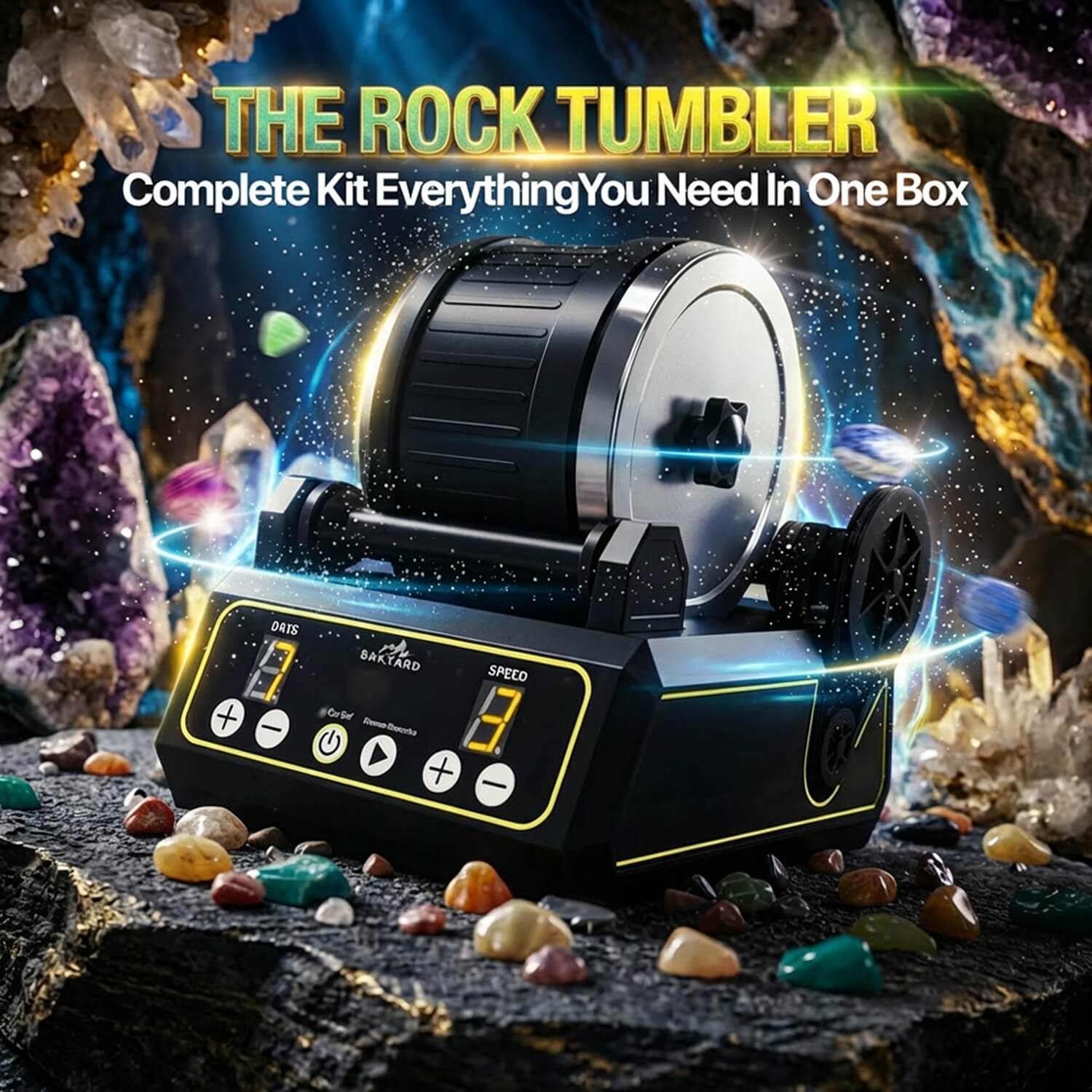 Rough gemstones included with the Bakyard rock tumbler kit